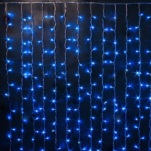 Дождь светодиодный LS, 20 нитей, 2х1м, 220V, белый ПВХ провод с контроллером, стык