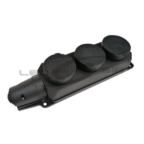 розетка 3-х местная с з/к каучук с заглушками 16а ip44 черная 9323 in home Розетка 3-х местная с з/к каучук с заглушками 16А IP44 черная 9323 IN HOME