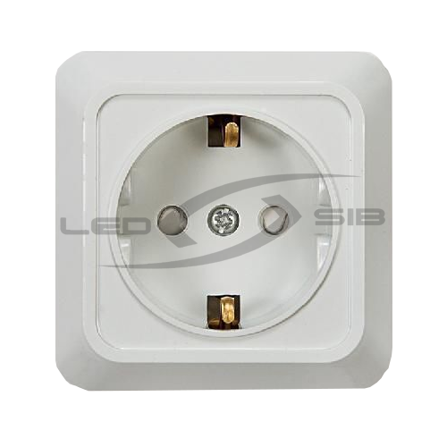 Розетка 1ая накл с з/к со шторками BOLLETO белая накладная 7028х