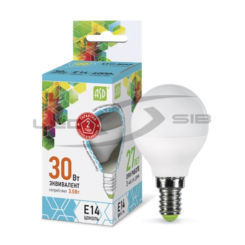 лампа сд led-шар-standard 3.5w 230v е14 320lm Лампа сд LED-ШАР-standard 3.5W 230V Е14 320Lm