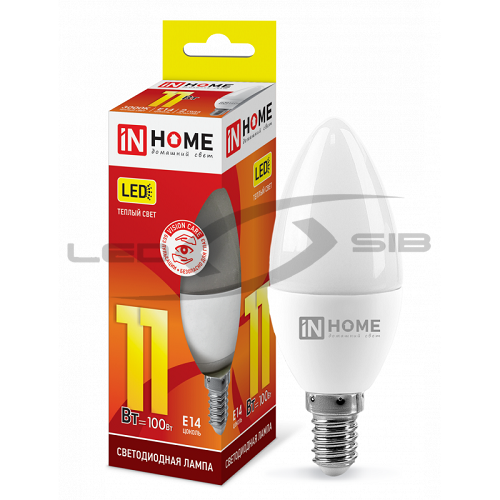 Лампа сд LED-СВЕЧА-VC 11W 230V Е27 820Lm IN HOME