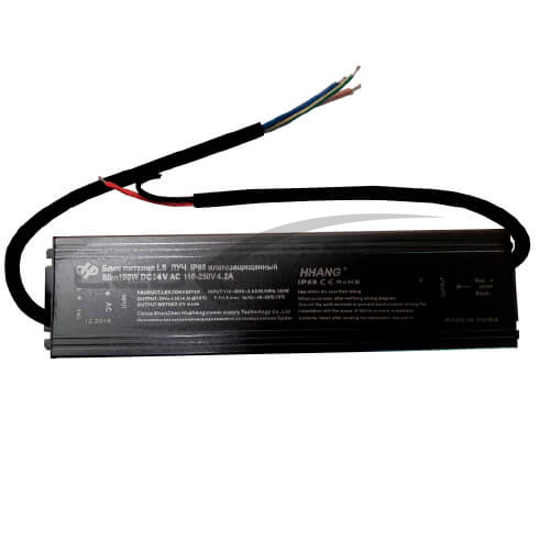 Блок питания LS IP68 влагозащищенный серии Slim 100W DC 24V AC 110-250V 4.2A (алюминий) 220*53*18мм
