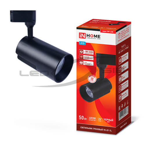 светильник сд трековый tr-07-tl 50w  4000к 5000lm ip40 24 град. черной  серии top-line in home Светильник сд трековый TR-07-TL 50W  4000К 5000Lm IP40 24 град. черной  серии TOP-LINE IN HOME