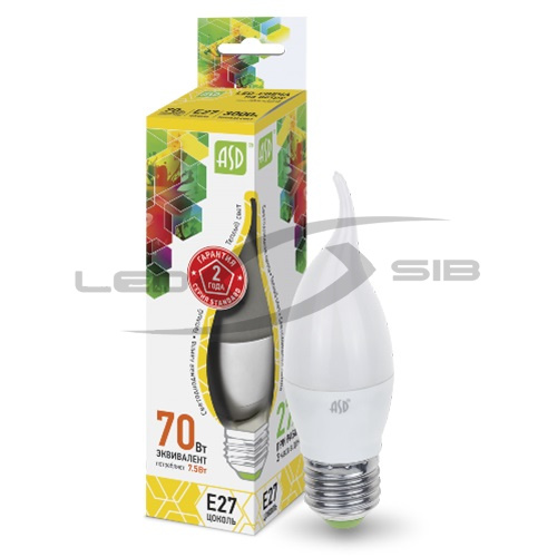 Лампа сд LED-СВЕЧА на ветру-standard 7.5W 230V Е27 675Lm 