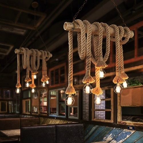 подвесной светильник бамбук+ канат e27*6 d800*h500 Подвесной светильник бамбук+ канат E27*6 D800*H500