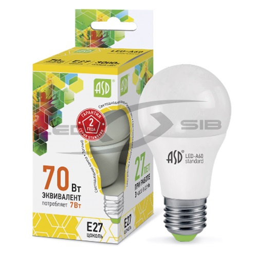 Лампа сд LED-A60-standard  7.0W 230V Е27 630Lm