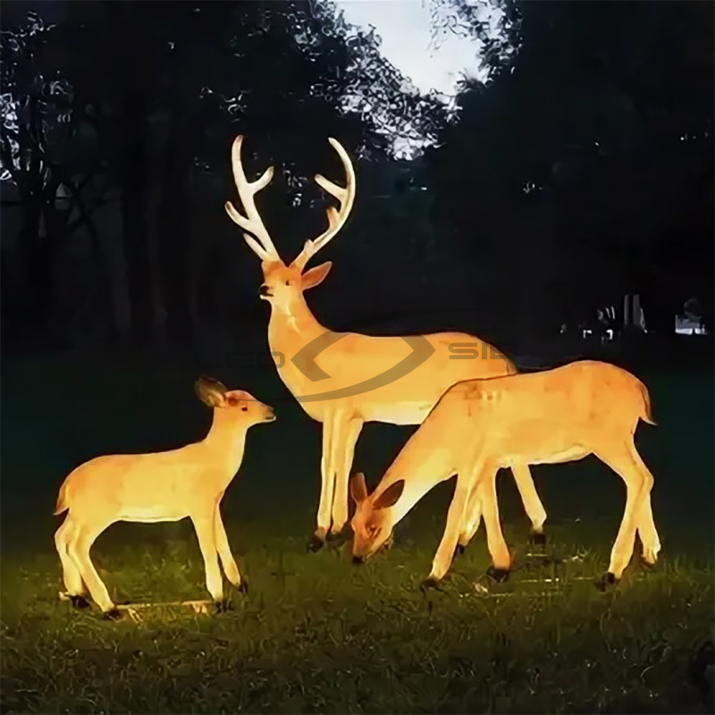 Светодиодные фигуры из стекловолокна СЕМЬЯ ОЛЕНЕЙ LS 176/138/95 см. высот, 24V блок питания IP67