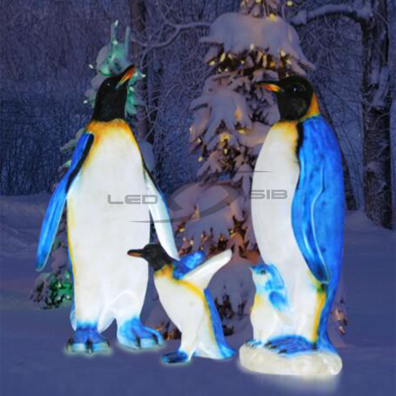 Светодиодные фигуры из стекловолокна СЕМЬЯ ПИНГВИНОВ LS 130/130/52 см. высот, 24V блок питания IP67