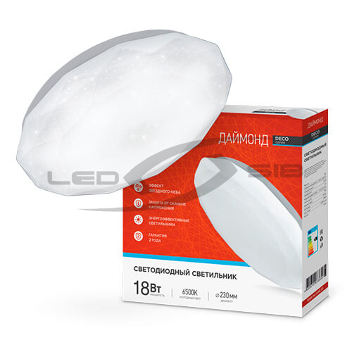Светильник cд DECO 18W  1170Lm 230х55мм ДАЙМОНД  IN HOME