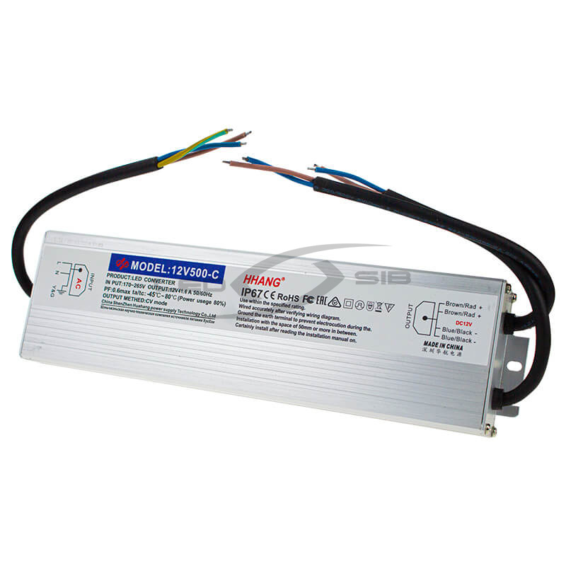 Блок питания влагозащищенный LS Slim 500W DC12V AC170-265V 41.66A (алюм) 230*74*35мм 3Y IP67 HH